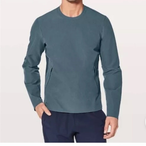 Lululemon Warp Lite Long Sleeve Shirt Mens L Blue Crewneck Waterproof Jacket EUC - Picture 12 of 13